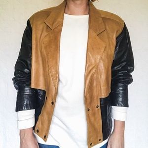 1980s Two Tone Leather Bomber Jacket